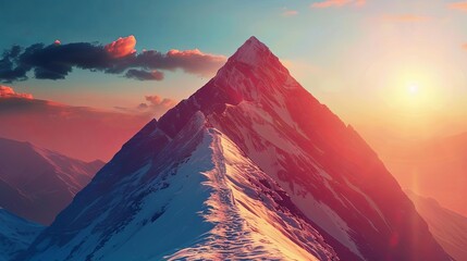 mountain peak success concept abstract path leading to top reaching goals background
