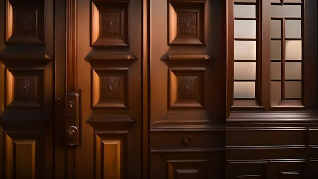 Close Up of Wooden Door With Window Generative AI