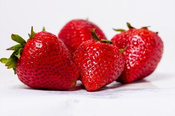 strawberries on a white background