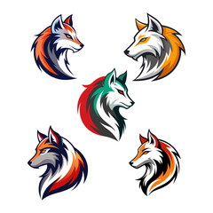 set of wolf head logo vector