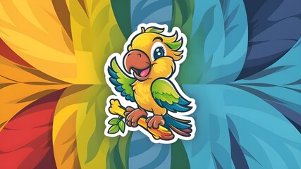 Colorful Little Parrot Mascot Logo