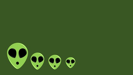 world UFO day background illustration with alien head and copy space