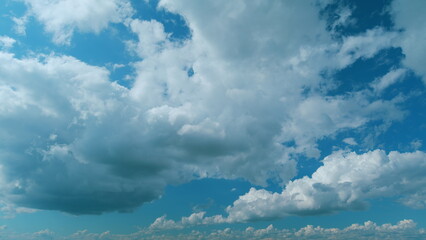 Cumulus Cloud Cloudscape. Puffy Fluffy White Clouds. Nature Weather Blue Sky. Heaven.