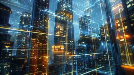 Fototapeta premium Futuristic Smart City Hologram Displaying Advanced Urban Technology