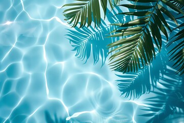 Swimming pool with tropical background during summer. Generative Ai