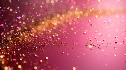 A vivid gradient background with sparkling gold and red glitter particles for a luxurious feel