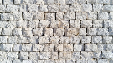 Fototapeta premium A wall made of white bricks with a rough texture