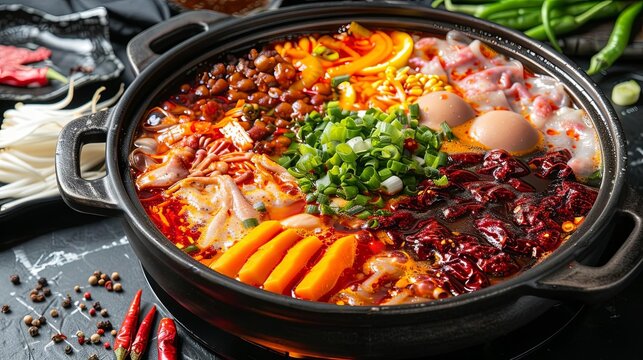 spicy sichuan hot pot with mala flavors chinese cuisine food photography