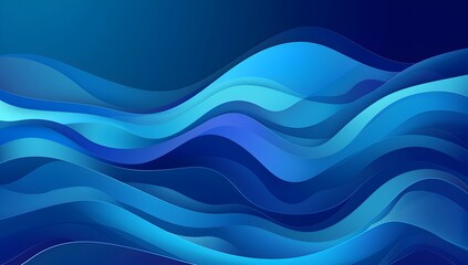Fototapeta premium Flowing Waves of Tranquil Blue Serenity Abstract Fluid Landscape