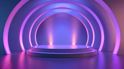 Vibrant 3D Stage Set in Rounded Design: Award-Winning Scene with Eye-Catching Pure Colors