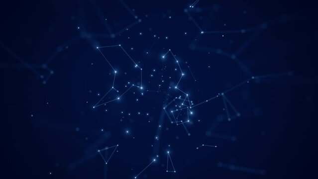 Futuristic technology abstract background. Beautiful plexus of glowing dots and lines. Loop animation.