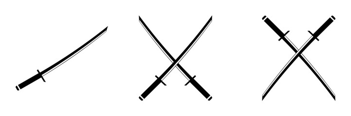Samurai sword katana vector icon set