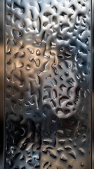 Detailed view of a textured stainless steel surface with intricate patterns and shiny finish