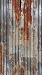 A close-up view of a rusted metal curtain with a corroded surface showing signs of wear and tear