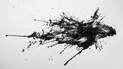 Dynamic Ink Splash on White Paper High Angle View