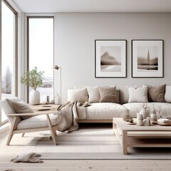 modern scandinavian living room with a minimalist design neutral