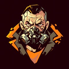 Military soldier character mascot illustration for game concept, vector logo style, e-sport gamer t-shirt design on isolated background