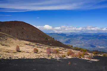 Summer landscape of Etna volcano, Sicily, Italy. Beautiful Travel photography