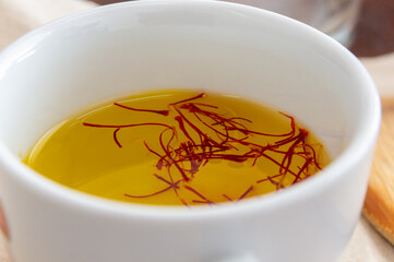 Floral Aromas: Orange Blossom Infusion in a White Cup in Close-Up.