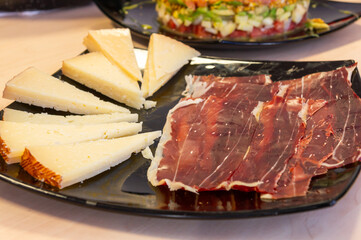 Gastronomy of Spain: Ham and Cheese.