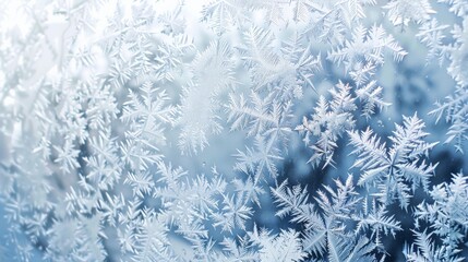 Intricate patterns of frost on a window, a natural winter design