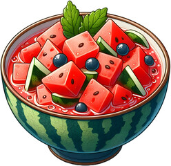 Watermelon Hwachae - 수박 화채. Generative AI
