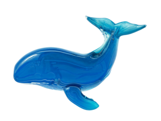 A liquid blue whale isolated on transparent background, cutout ready for architectural visualisation., png