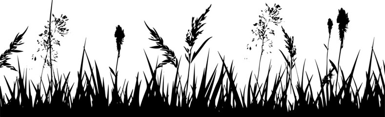 Background grass natural silhouette. Vector. AI generated illustration.