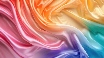 Obraz premium Vibrant multicolored silk fabric with abundant folds