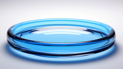 blue circle glass of water isolated on white background