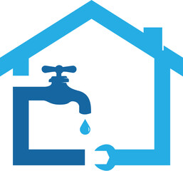home with water tap logo Design