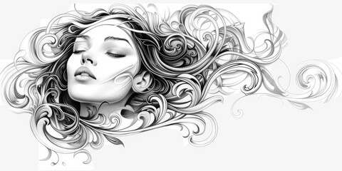 Artistic Pencil Sketch of Woman's Profile