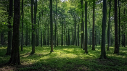 green forest in the morning