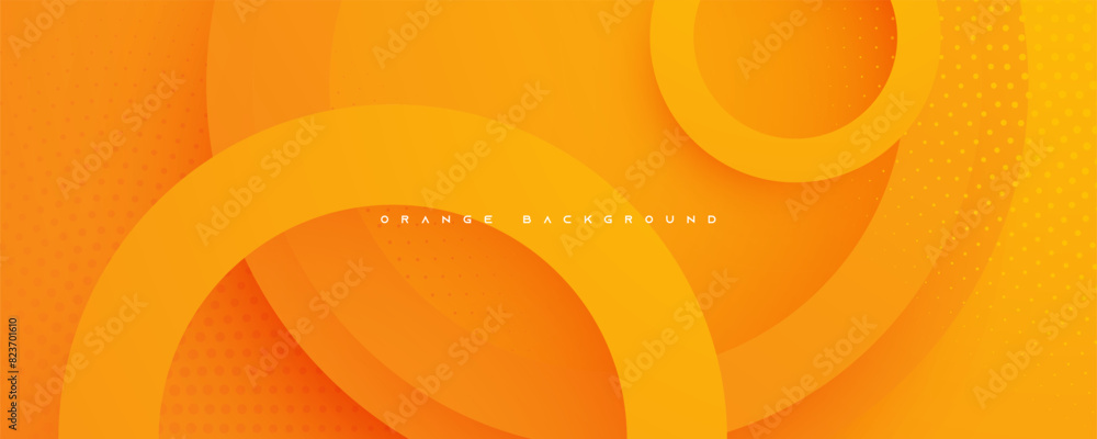 Poster orange circular shape abstract background dynamic design vector