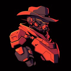 Vector logo style military soldier character mascot illustration for game concept, e-sport gamer t-shirt design on isolated background