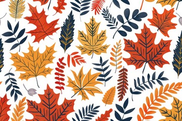 Autumn leaf patterns in warm tones for seasonal backgrounds