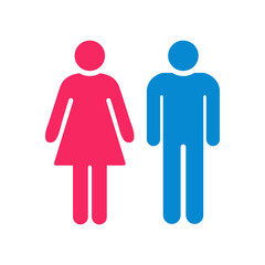 man and woman simple icon. boy and girl flat vector icon