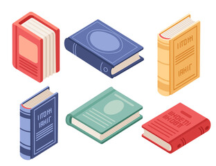 Set of different book with hardback vector illustration isolated on white background