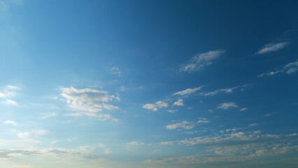 Nature weather blue sky. White clouds with blue sky background. Tropical summer sunny and sunshine day. Time lapse.