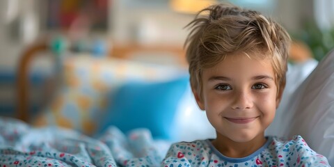 Child embracing positivity while undergoing treatment in hospital for cancer. Concept Positive Attitude, Cancer Treatment, Pediatric Care, Coping Strategies, Medical Support