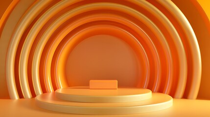 Fototapeta premium Vibrant 3D Stage Set Design - A Rounded Award-Winning Creation in Pure Color Style