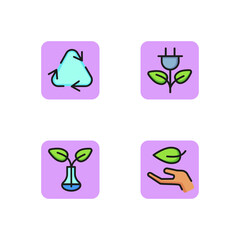 Environment line icon set. Recycling, green energy, sprouts and leaves. Green protection concept. Vector illustration for web design