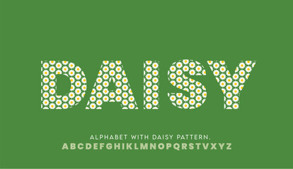 Alphabet family with daisy pattern. set of letters. vector set of daisy letter logos.