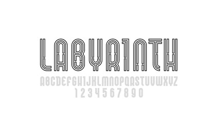 Trendy font, modern alphabet, vector letters and numbers made simple lines.