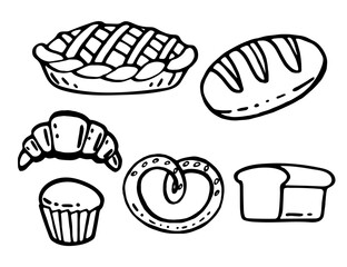Set of bakery bread food icons vector illustration isolated on white background