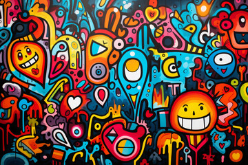 colorful graffiti art design bright background	
