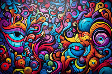 colorful graffiti art design bright background