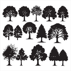 Fototapeta premium Set of plant and tree silhouette