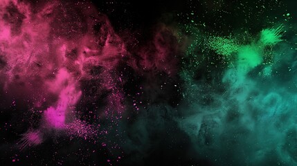 Bright abstract color explosion of powder on a dark background