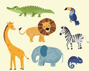 Cute animal illustrations for children's books